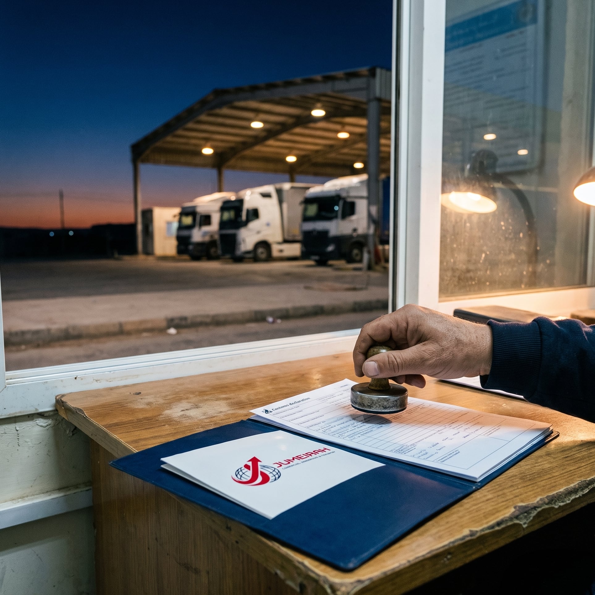 ختم بيان جمركي داخل ملف جميرا في مكتب حدودي.